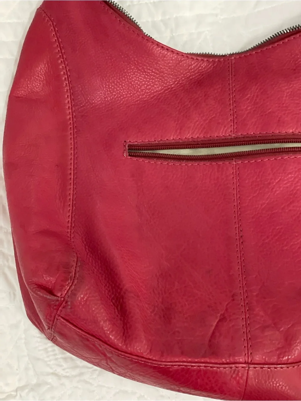 AMERICAN LEATHER CO. Red Leather Hobo Bag - Women's Everyday Carry